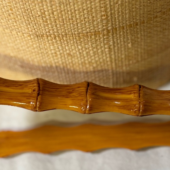 VINTAGE MCM 60s Collectible Americana Faux Bamboo Handles Cane Woven Ice Bucket - Picture 3 of 11